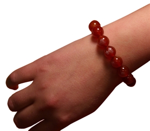 Bild von Rotes Glas-Armband mit Buddha und Lotus Aufdruck