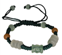 Bild von Dunkelgrünes Jade Zugarmband mit drei Perlen